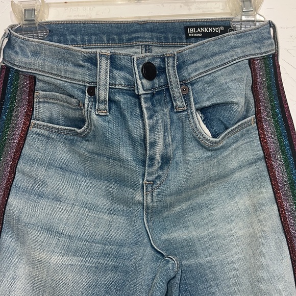 BLANK NYC skinny jeans with glittery stripes down the sides. - Picture 4 of 13
